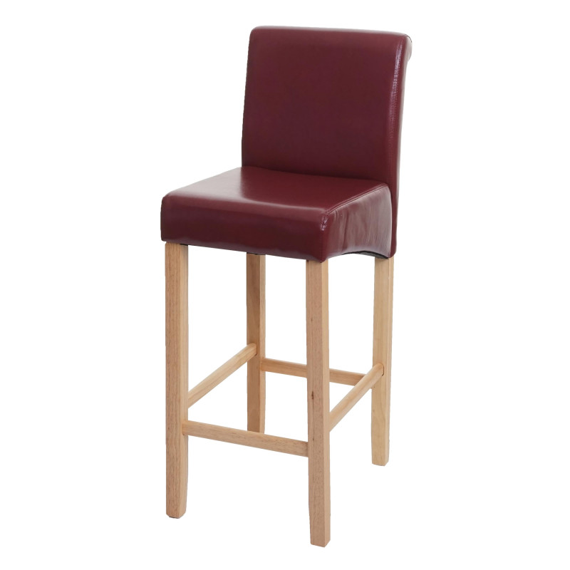 Tabouret de bar chaise de bar tabouret de comptoir, bois - rouge-brun, pieds clairs, similicuir