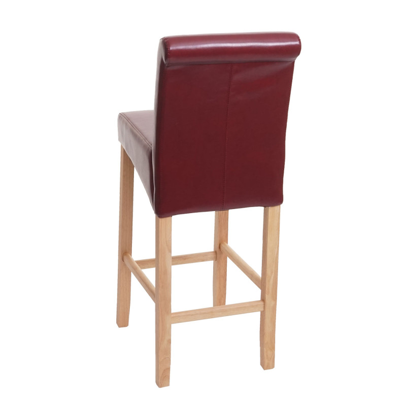 Tabouret de bar chaise de bar tabouret de comptoir, bois - rouge-brun, pieds clairs, similicuir