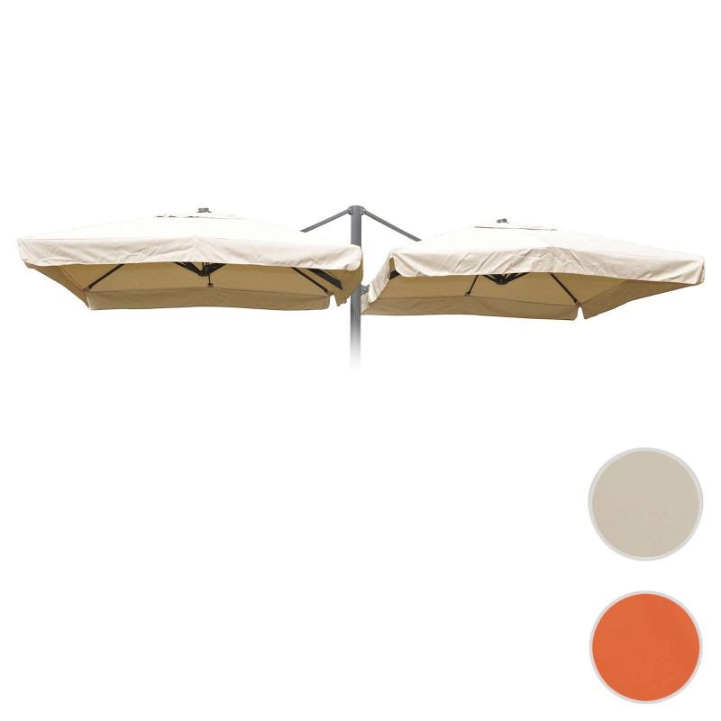 Revêtement de parasol T44, 8 baleines 3x3m polyester, pour double parasol T44 - terre cuite avec flap