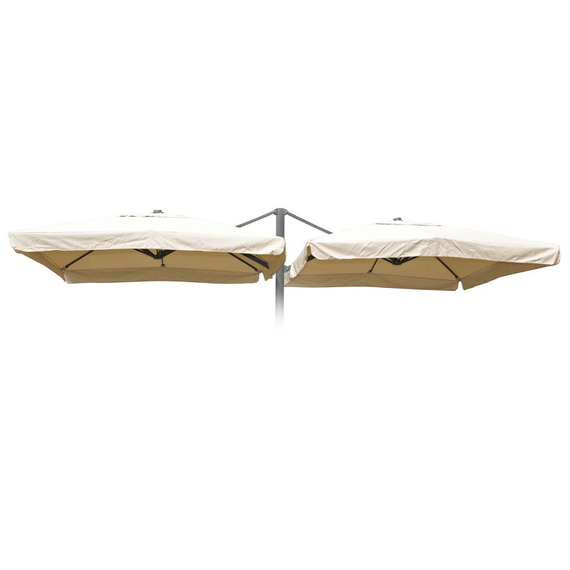 Revêtement de parasol T44 8 baleines 3x3m polyester pour double parasol T44 - crème avec flap