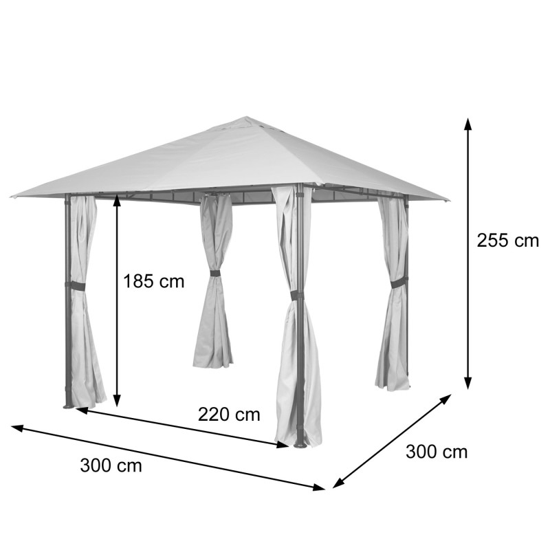Pergola Pavillon de jardin Abri de terrasse avec paroi latérale, 3x3m - anthracite