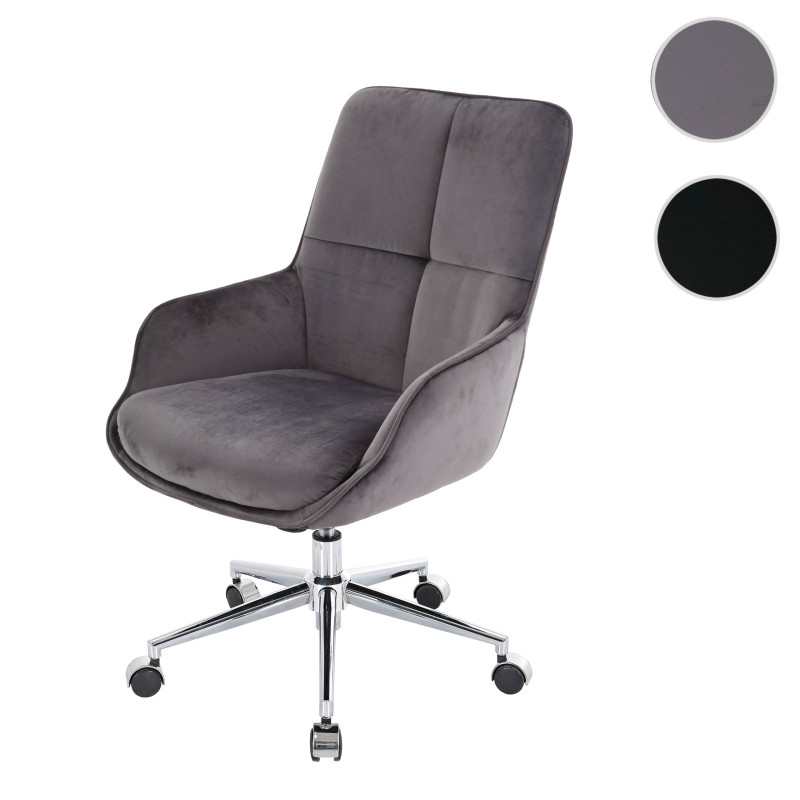 Chaise de bureau chaise pivotante avec accoudoirs réglable en hauteur velours - noir