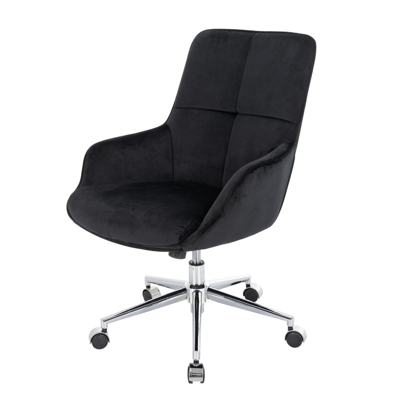 Chaise de bureau chaise pivotante avec accoudoirs réglable en hauteur velours - noir