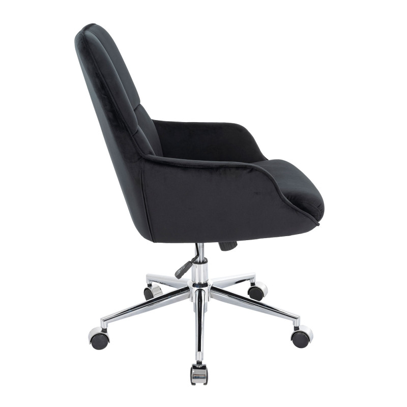 Chaise de bureau chaise pivotante avec accoudoirs réglable en hauteur velours - noir