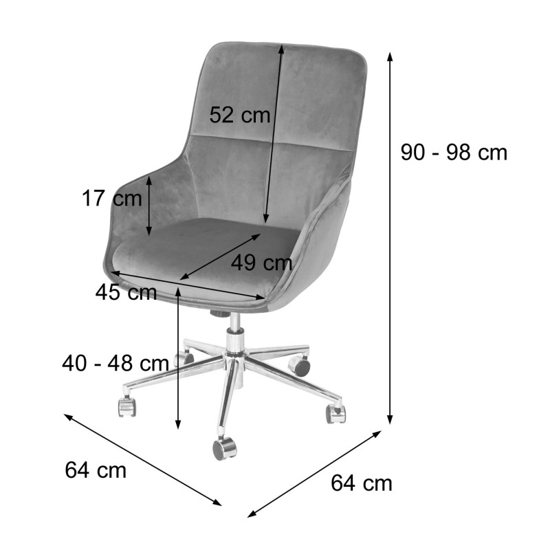 Chaise de bureau chaise pivotante avec accoudoirs réglable en hauteur velours - noir