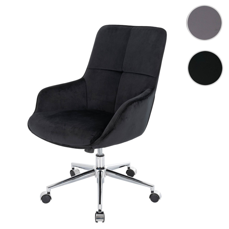 Chaise de bureau chaise pivotante avec accoudoirs réglable en hauteur velours - noir