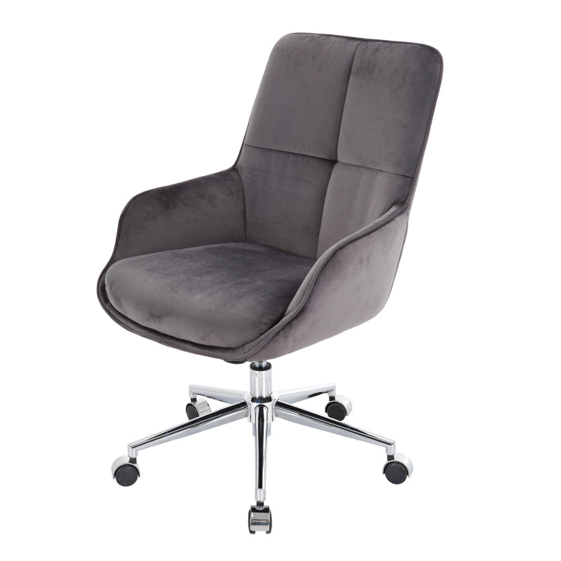 Chaise de bureau chaise pivotante avec accoudoirs réglable en hauteur velours - gris foncé