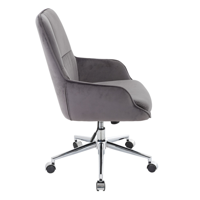 Chaise de bureau chaise pivotante avec accoudoirs réglable en hauteur velours - gris foncé