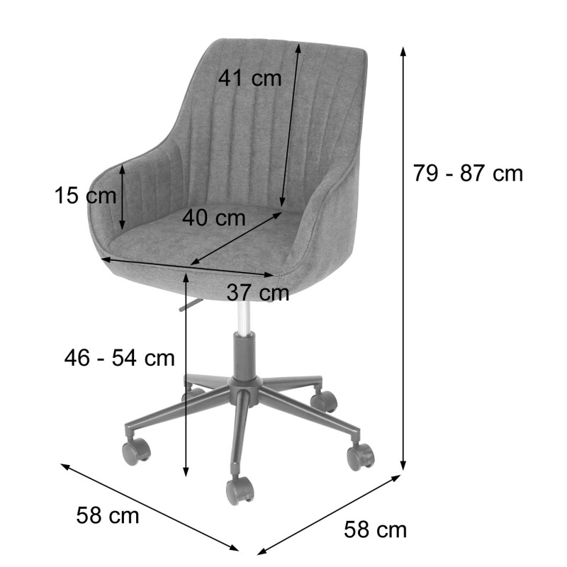 Chaise de bureau chaise pivotante chaise de bureau tissu/textile avec accoudoirs - marron