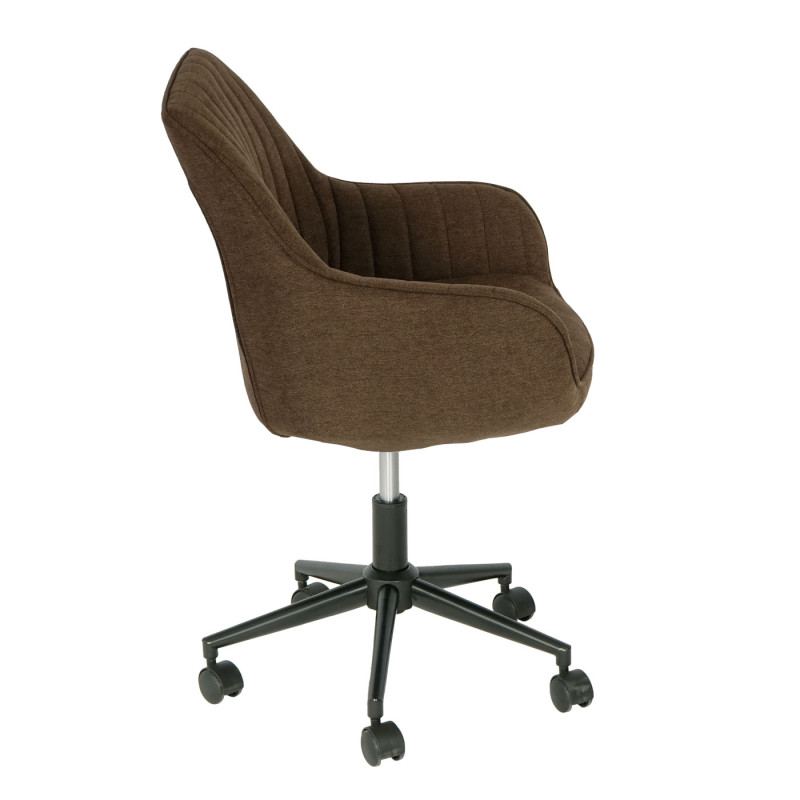 Chaise de bureau chaise pivotante chaise de bureau tissu/textile avec accoudoirs - marron