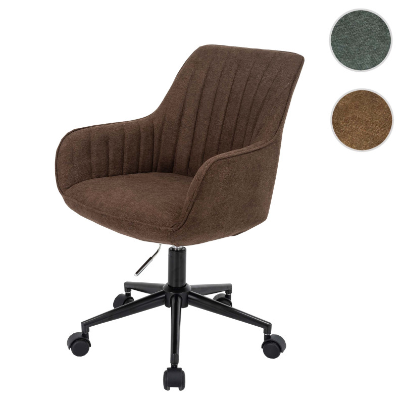 Chaise de bureau chaise pivotante chaise de bureau tissu/textile avec accoudoirs - marron