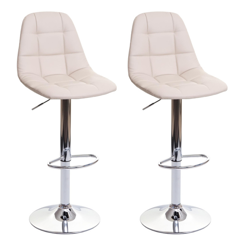 Lot de 2 tabourets de bar chaise de bar tabouret de comptoir - crème-beige, similicuir