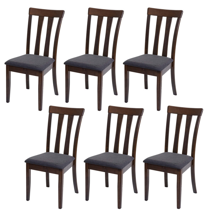 Lot de 6 chaises de salle à manger tissu/textile bois massif - cadre foncé, gris foncé