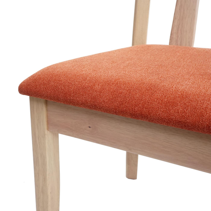 6x chaise de salle à manger tissu/textile bois massif - cadre naturel, orange