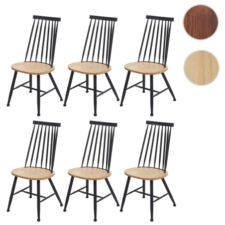 Lot de 6 chaises de salle à manger /bistrot, bois massif rétro design métal gastronomie - anthracite