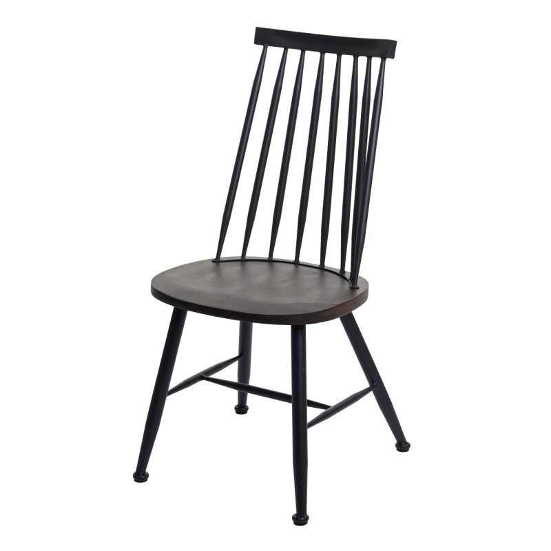 Lot de 6 chaises de salle à manger /bistrot, bois massif rétro design métal gastronomie - anthracite