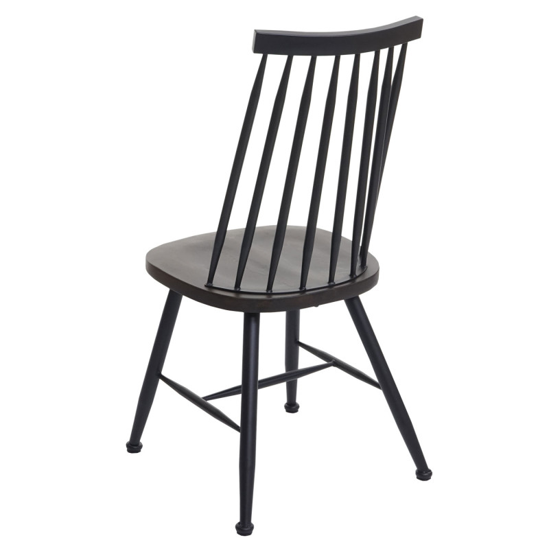 Lot de 6 chaises de salle à manger /bistrot, bois massif rétro design métal gastronomie - anthracite