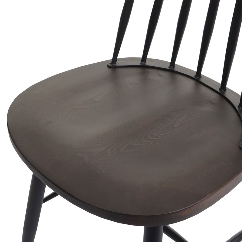 Lot de 6 chaises de salle à manger /bistrot, bois massif rétro design métal gastronomie - anthracite