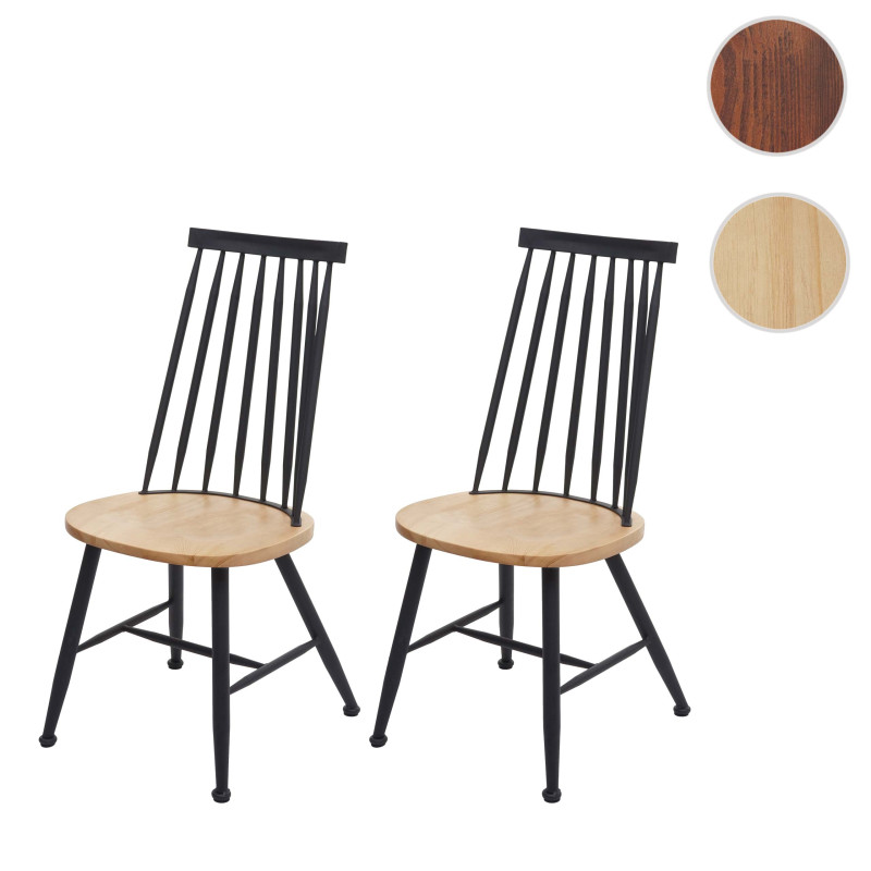 Lot de 2 chaises de salle à manger bois massif rétro design métal gastronomie - anthracite