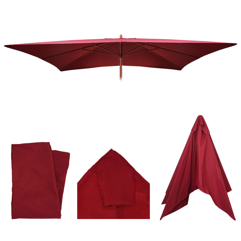Toile de rechange pour parasol en bois Florida, Toile de parasol de jardin, 2x3m 6kg - bordeaux