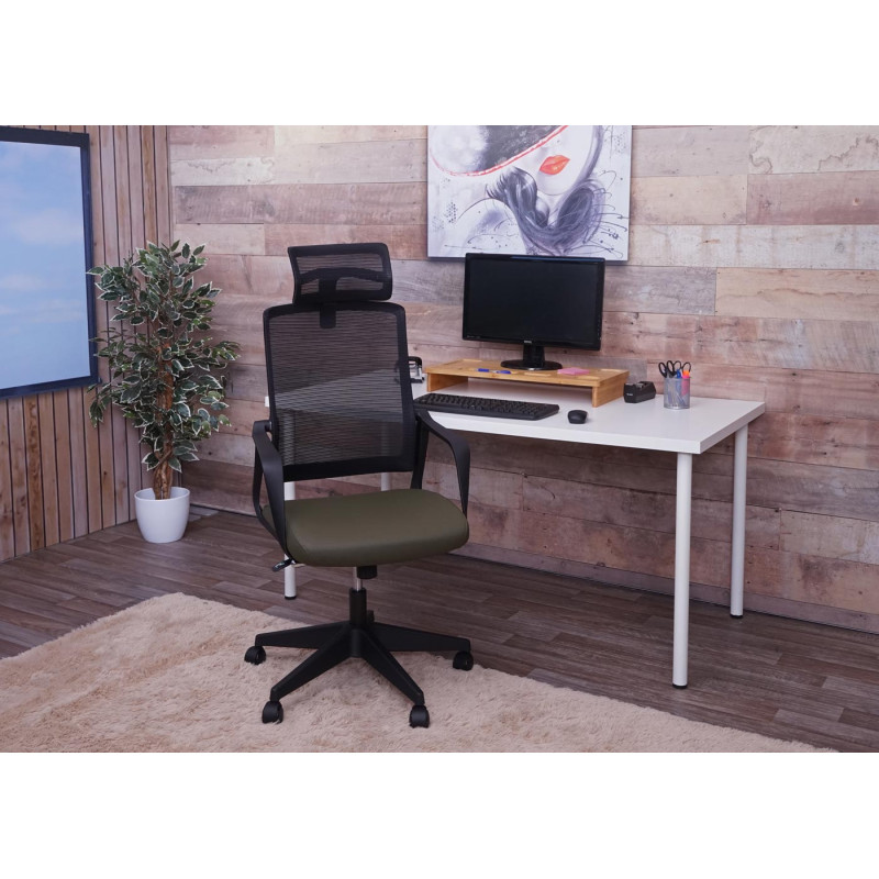 Chaise de bureau chaise pivotante chaise de bureau, appui-tête ergonomique, similicuir - vert-olive
