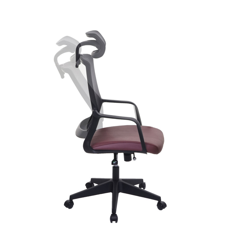 Chaise de bureau chaise pivotante chaise de bureau, appui-tête ergonomique, similicuir - bordeaux