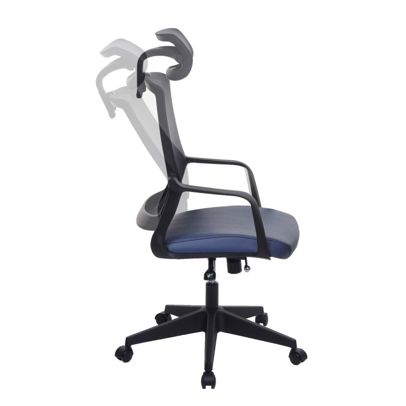 Chaise de bureau chaise pivotante chaise de bureau, appui-tête ergonomique, similicuir - bleu-gris