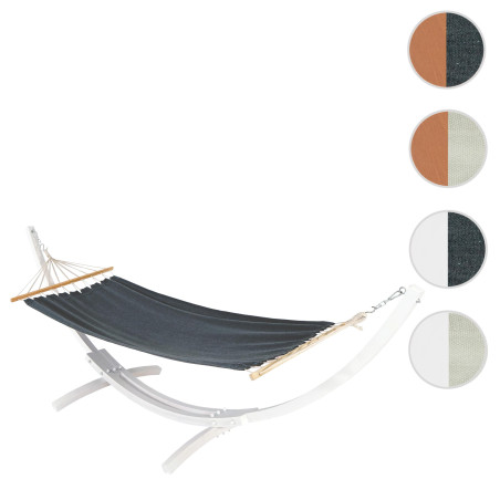 Hamac avec support jusqu'à 200kg support en bois MVG-certifié 320cm - blanc, tissu gris