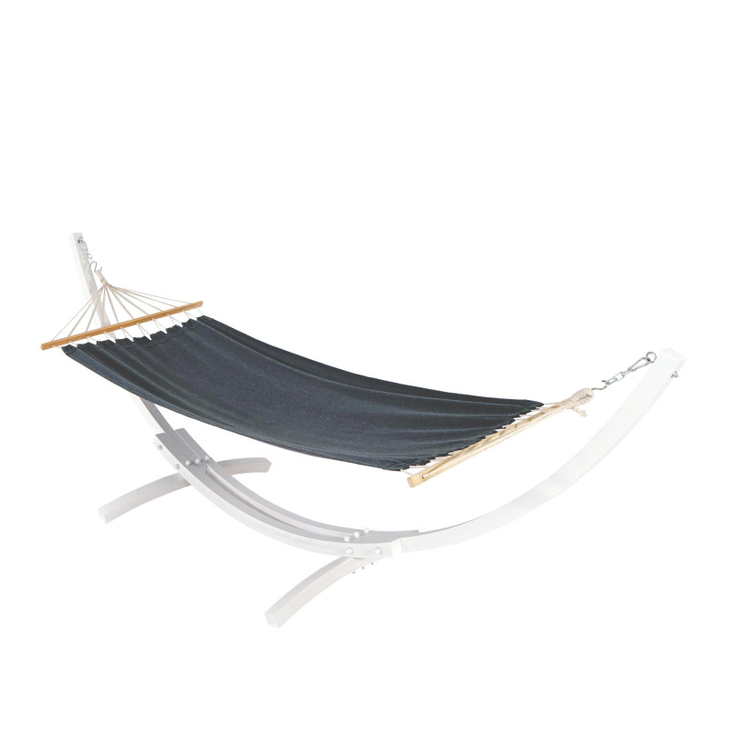 Hamac avec support jusqu'à 200kg support en bois MVG-certifié 320cm - blanc, tissu gris