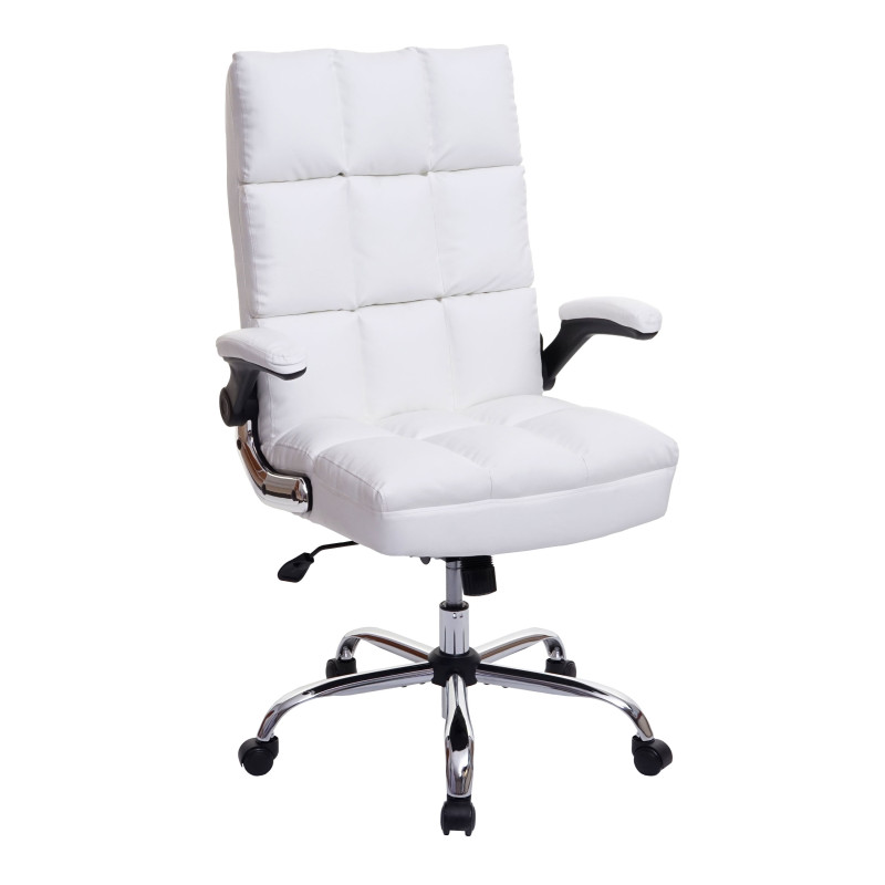 Chaise de bureau fauteuil de direction réglable en hauteur - similicuir blanc