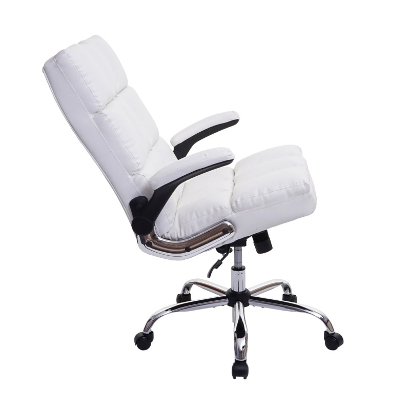 Chaise de bureau fauteuil de direction réglable en hauteur - similicuir blanc