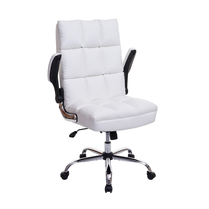 Chaise de bureau fauteuil de direction réglable en hauteur - similicuir blanc