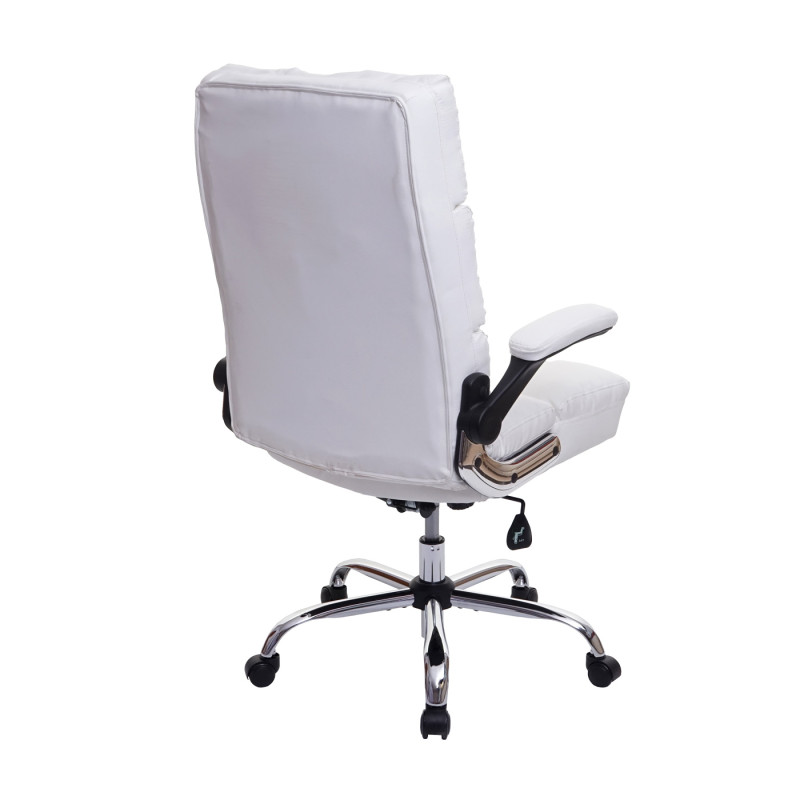 Chaise de bureau fauteuil de direction réglable en hauteur - similicuir blanc