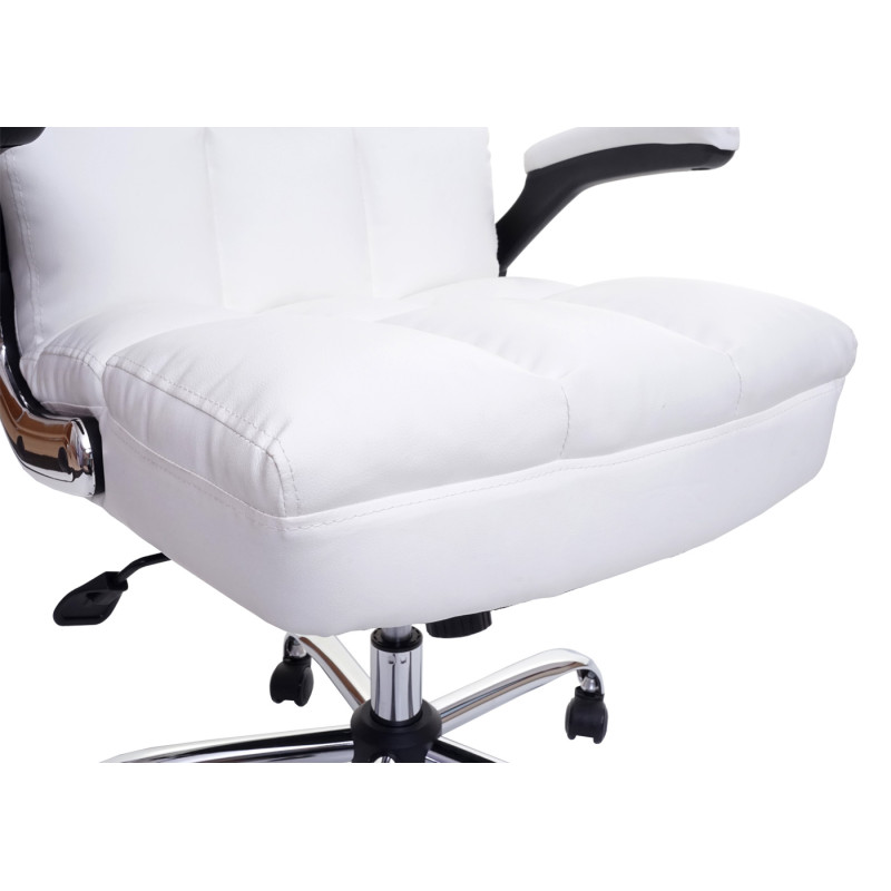 Chaise de bureau fauteuil de direction réglable en hauteur - similicuir blanc