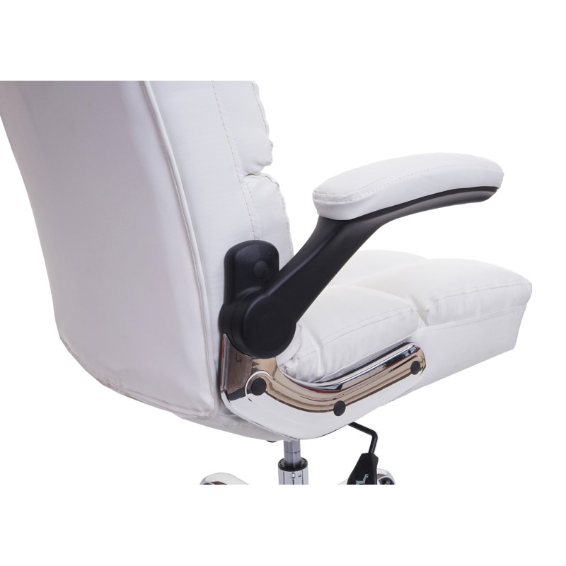 Chaise de bureau fauteuil de direction réglable en hauteur - similicuir blanc