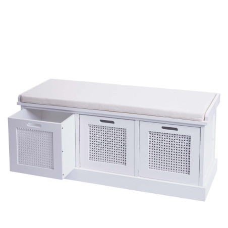 Banc banc rembourré Banc de vestiaire 47x110x40cm - blanc, rembourrage crème-blanc