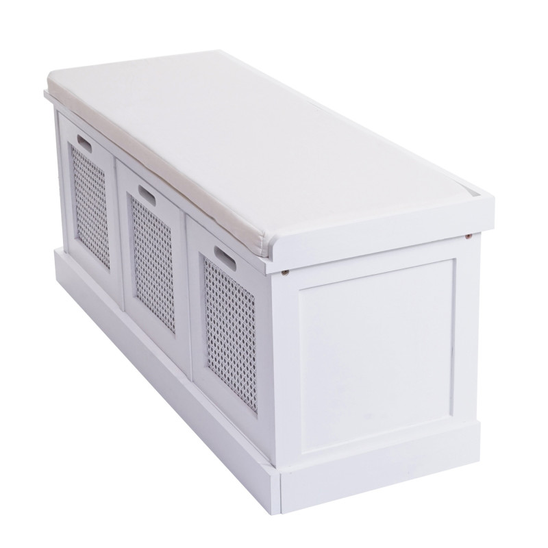 Banc banc rembourré Banc de vestiaire 47x110x40cm - blanc, rembourrage crème-blanc