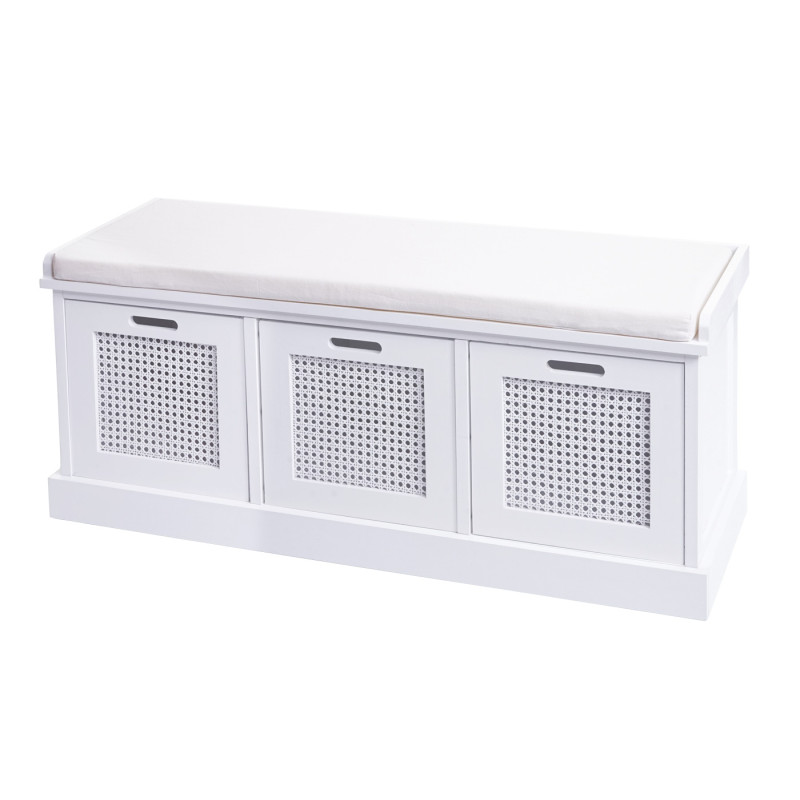 Banc banc rembourré Banc de vestiaire 47x110x40cm - blanc, rembourrage crème-blanc