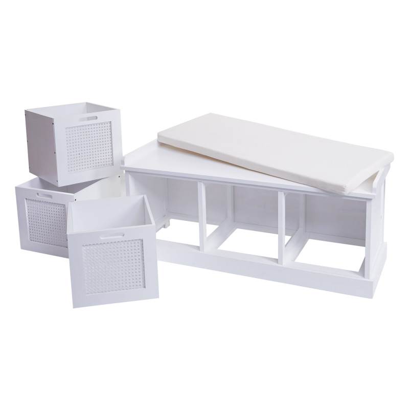 Banc banc rembourré Banc de vestiaire 47x110x40cm - blanc, rembourrage crème-blanc