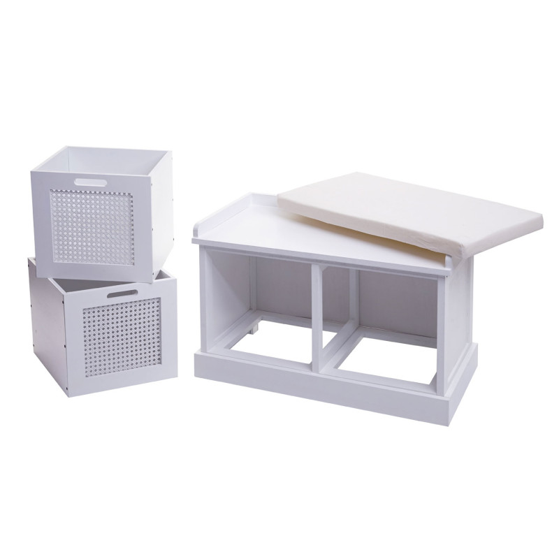 Banc banc rembourré Banc de vestiaire 47x75x40cm - blanc, rembourrage crème-blanc