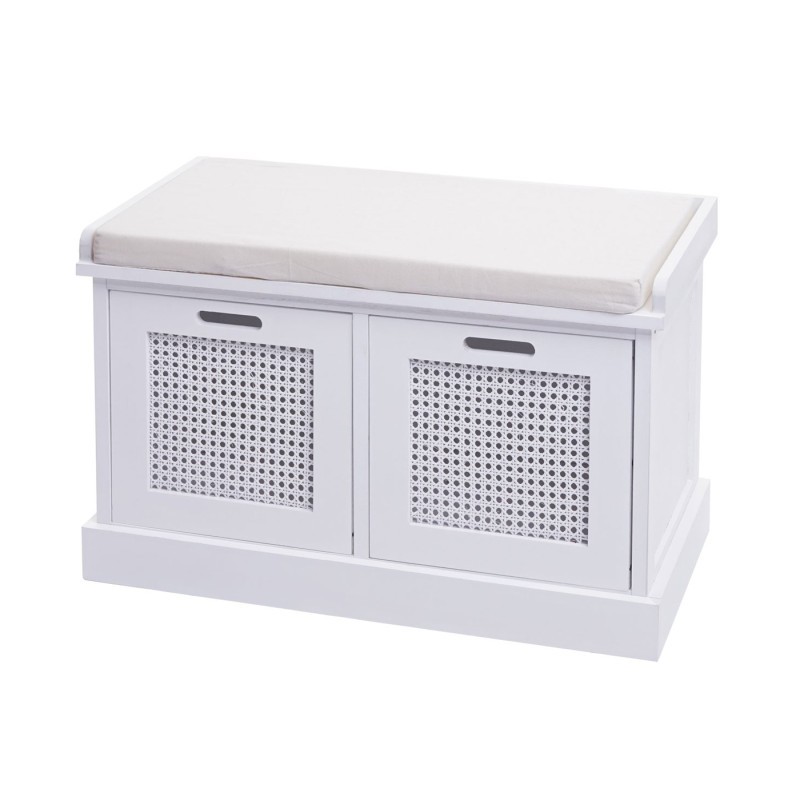 Banc banc rembourré Banc de vestiaire 47x75x40cm - blanc, rembourrage crème-blanc