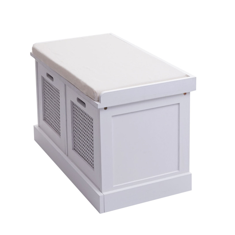 Banc banc rembourré Banc de vestiaire 47x75x40cm - blanc, rembourrage crème-blanc