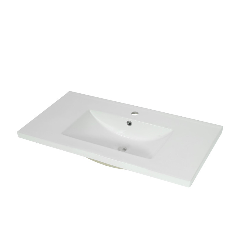 Lavabo lavabo à main lavabo meuble salle de bain, céramique rectangulaire blanc - 92cm 30mm bord