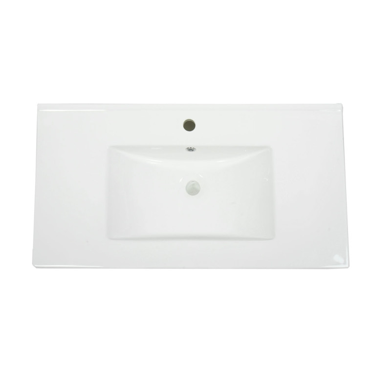 Lavabo lavabo à main lavabo meuble salle de bain, céramique rectangulaire blanc - 92cm 30mm bord