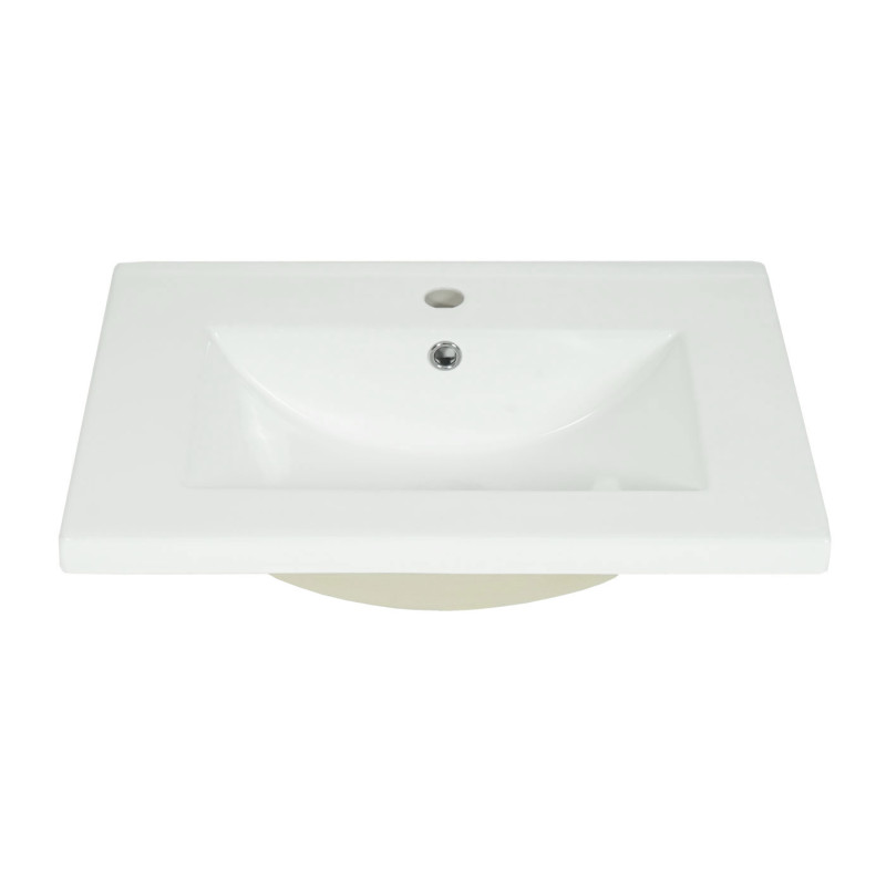 Lavabo lavabo à main salle de bain, céramique rectangulaire blanc - 61cm 30mm bord