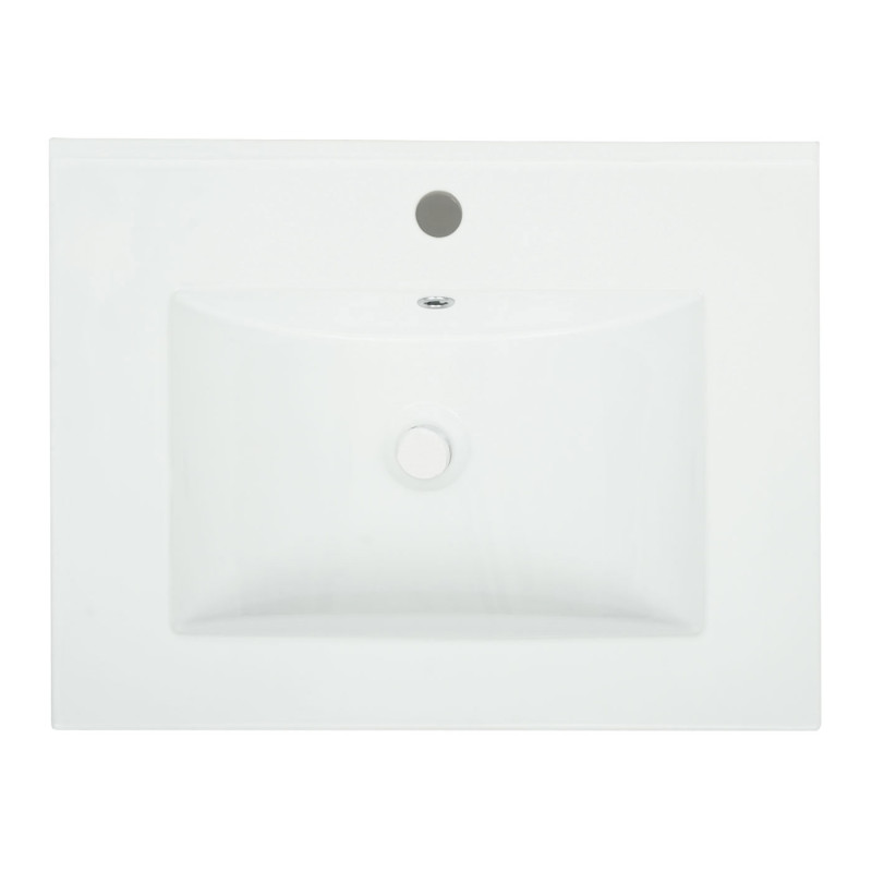 Lavabo lavabo à main salle de bain, céramique rectangulaire blanc - 61cm 30mm bord