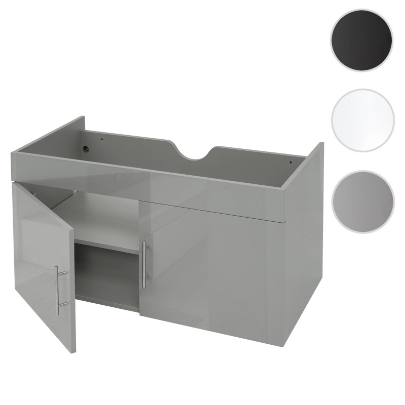 Meuble sous-lavabo meuble sous-lavabo Meuble de salle de bain, brillant 90cm - gris