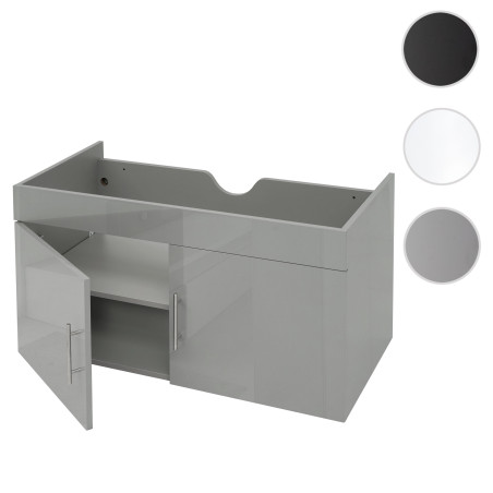 Meuble sous-lavabo meuble sous-lavabo Meuble de salle de bain, brillant 90cm - gris