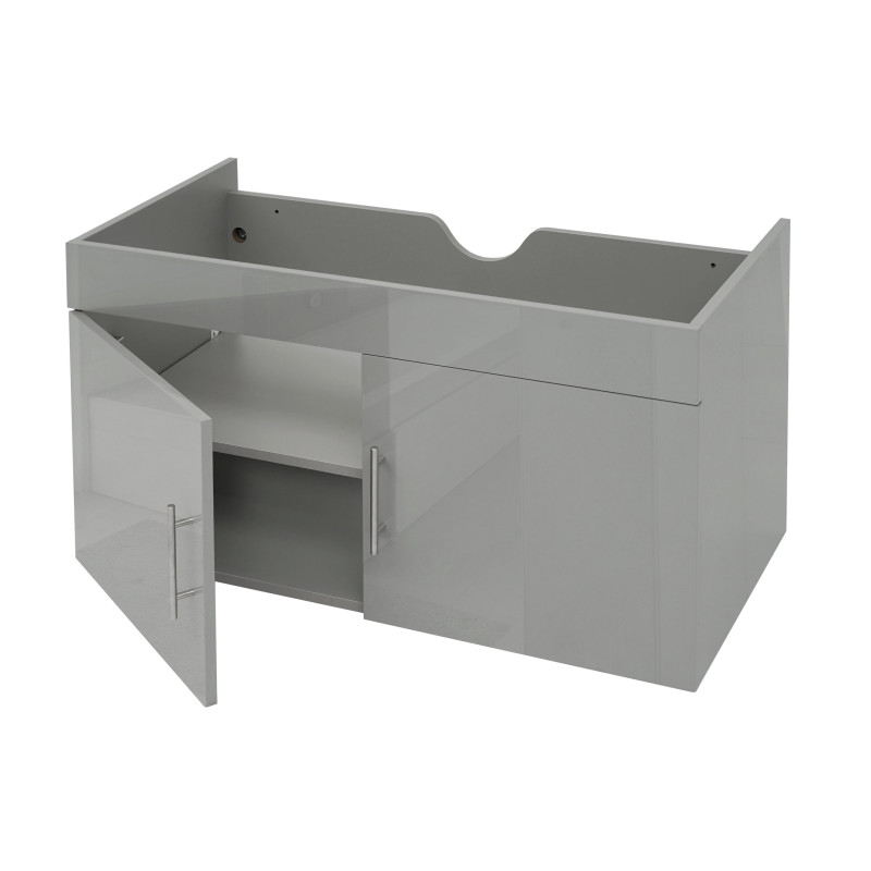 Meuble sous-lavabo meuble sous-lavabo Meuble de salle de bain, brillant 90cm - gris