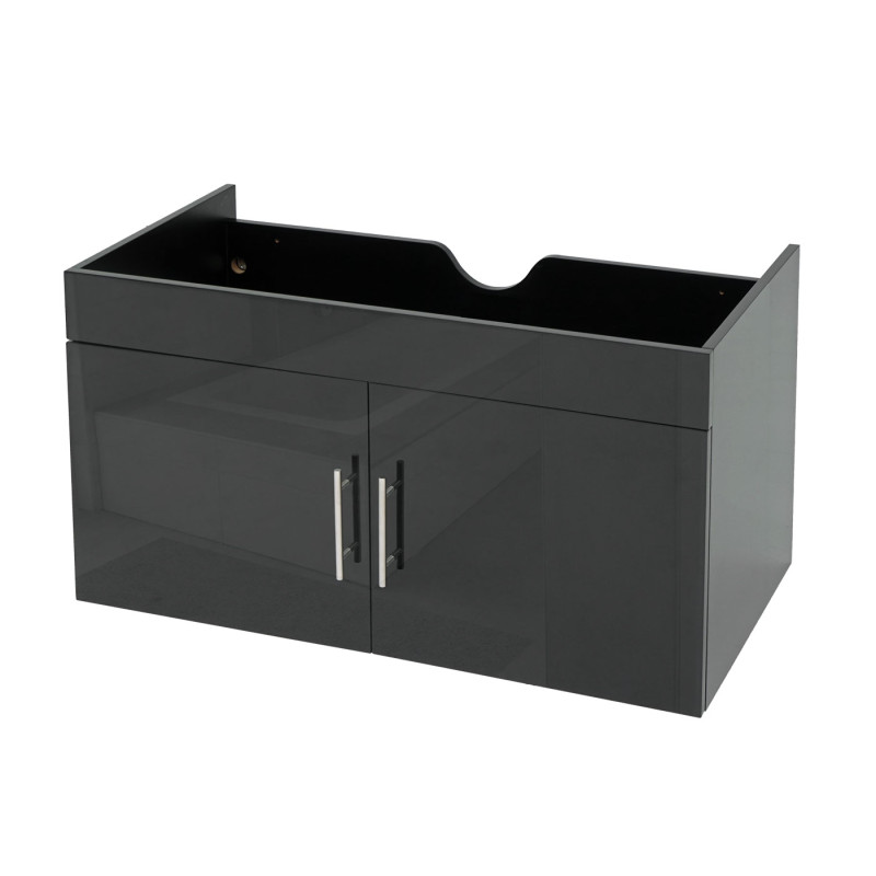 Meuble sous-lavabo meuble sous-lavabo Meuble de salle de bain, brillant 90cm - gris